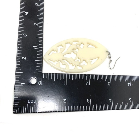 Vintage 1980's Modernist Acrylic Statement Earrings Pierced Avant Garde Runway - Picture 3 of 4